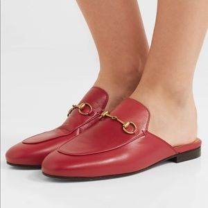 Gucci Princetown Mule Flats Size 39 Hibiscus Red
